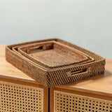Rattan Serving Tray Amahai Brown – Handmade Decorative Tray in 3 Sizes