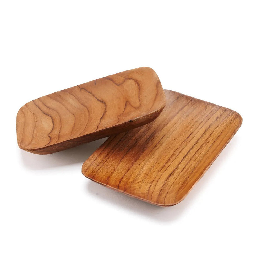 Rectangular teak wood side dish