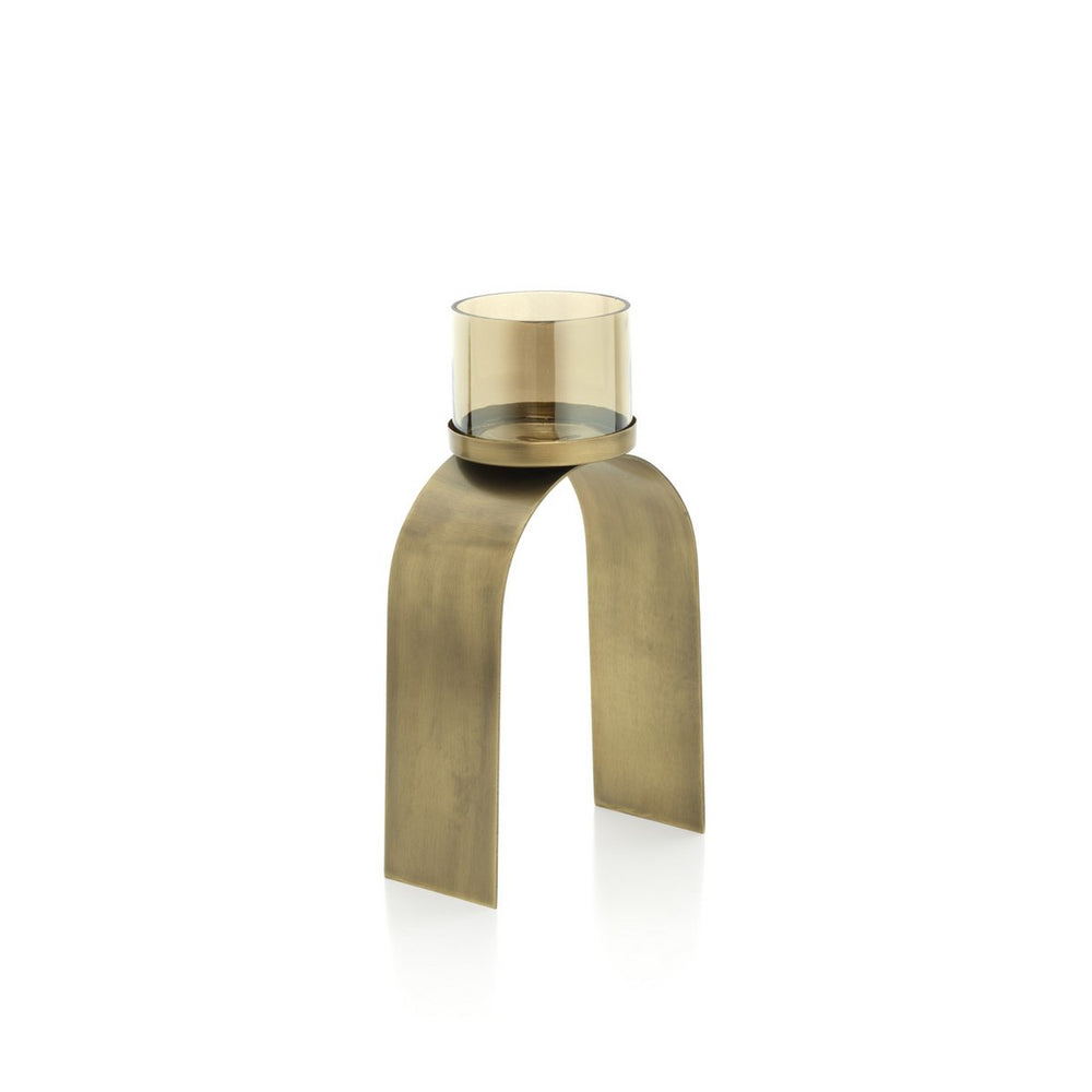 Gold candle holder on a white background