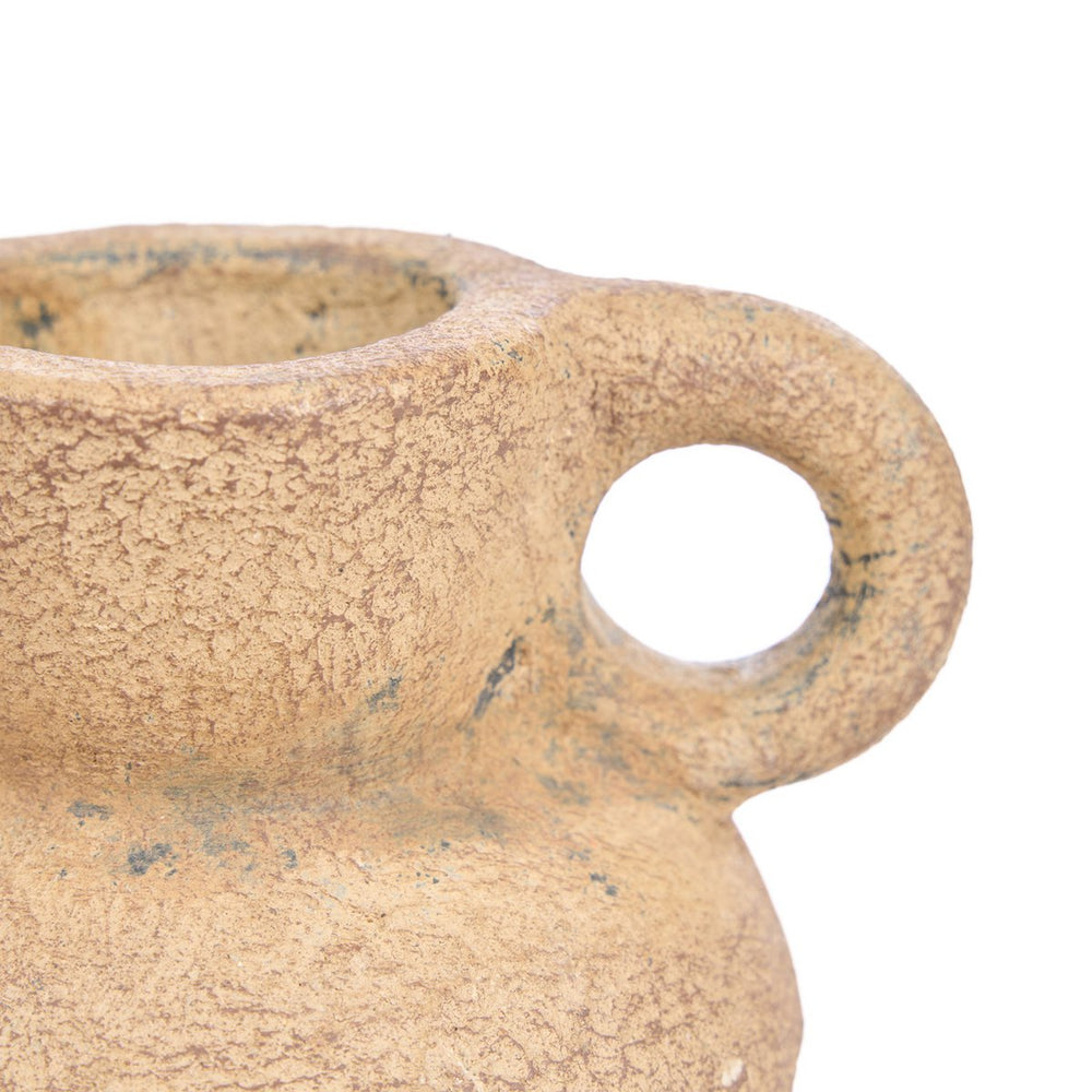 Beige terracotta vase with sand finish