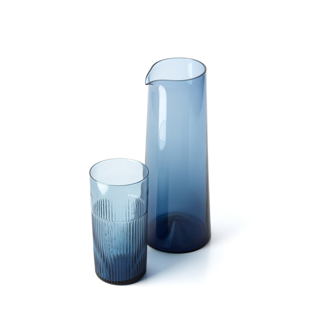 Blue rippled glass tumbler