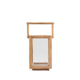 Teak wood rectangular lantern with carrying handle