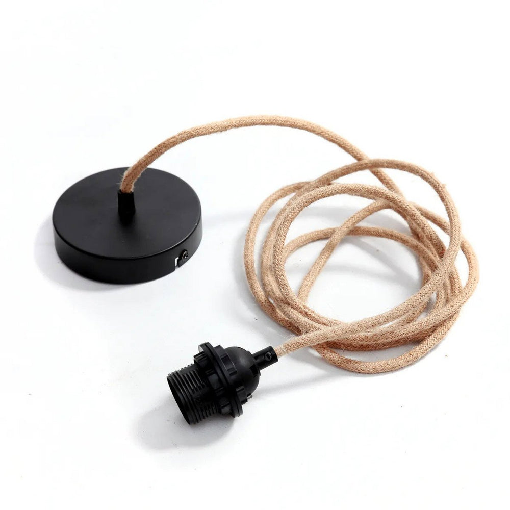 Black cotton wrapped ceiling fitting lamp