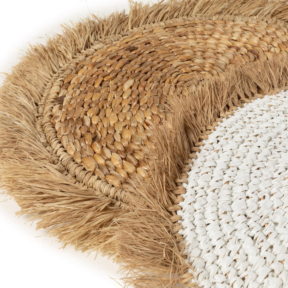 White natural raffia and water hyacinth round placemat