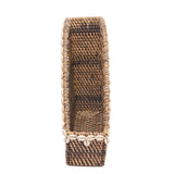Natural brown rattan organizer with shell edge accents