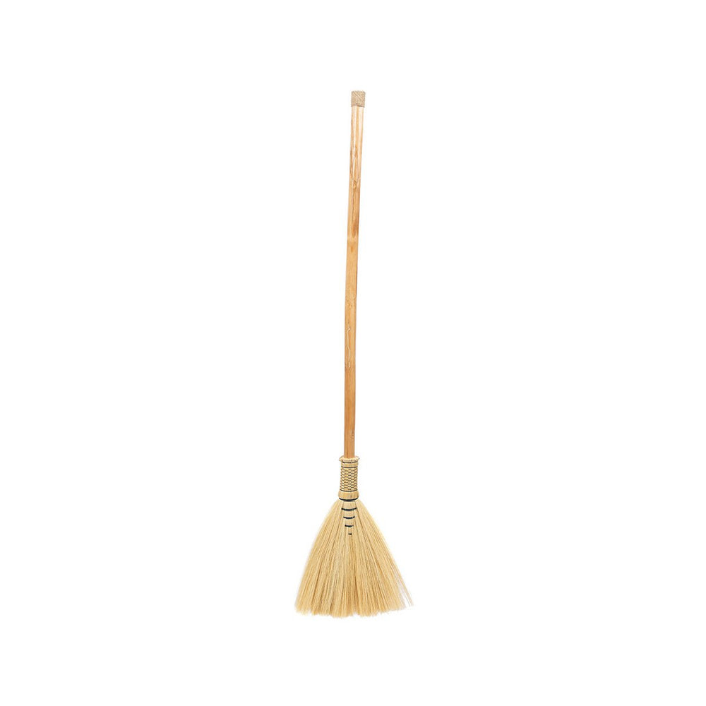 Natural grass decorative broom with tall handle