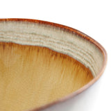Handmade stoneware serving bowl with crackle glaze finish