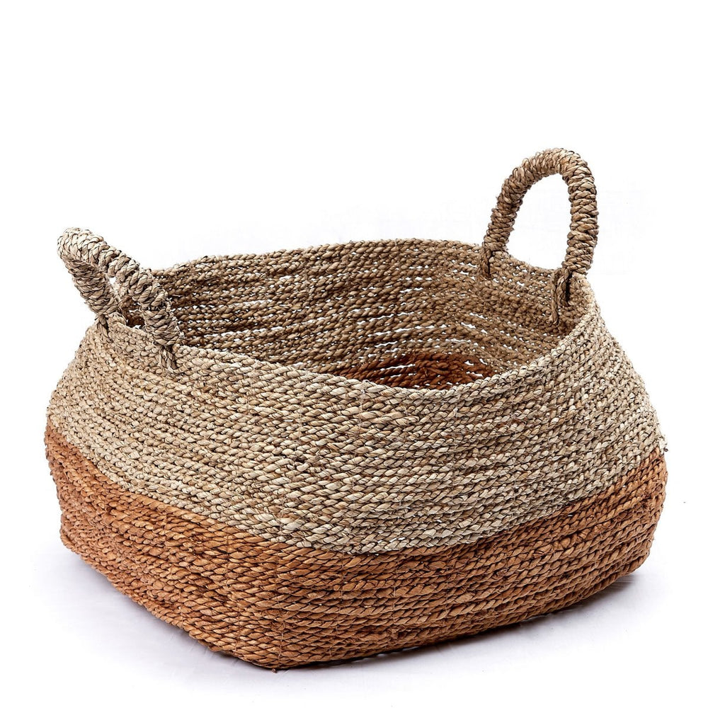Natural woven storage basket made from banana fibre and seagrass