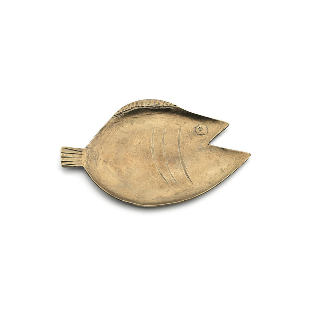 Gold fish-shaped brass serving tray