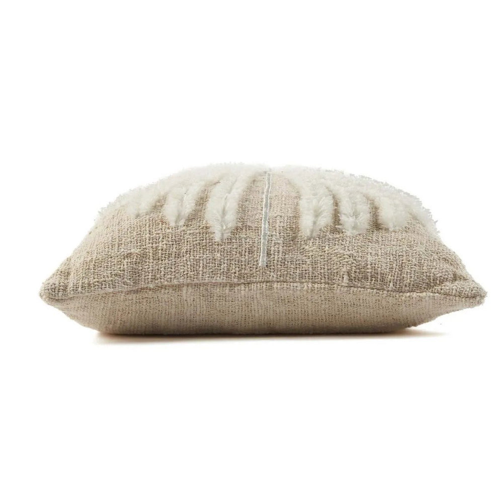 Natural white raffia and cotton cushion cover