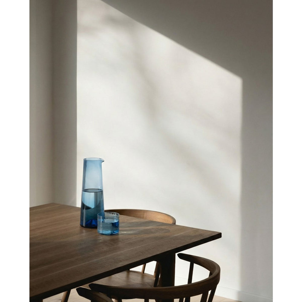Blue glass water carafe