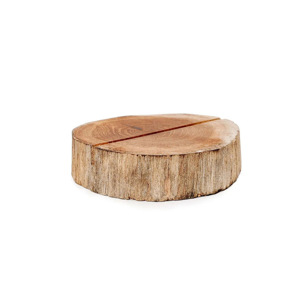 Natural teak root card holder