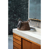 Brown woven banana leaf basket with handles