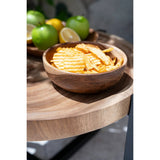 Brown teak wood snack bowl