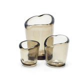 Charcoal glass candle holder