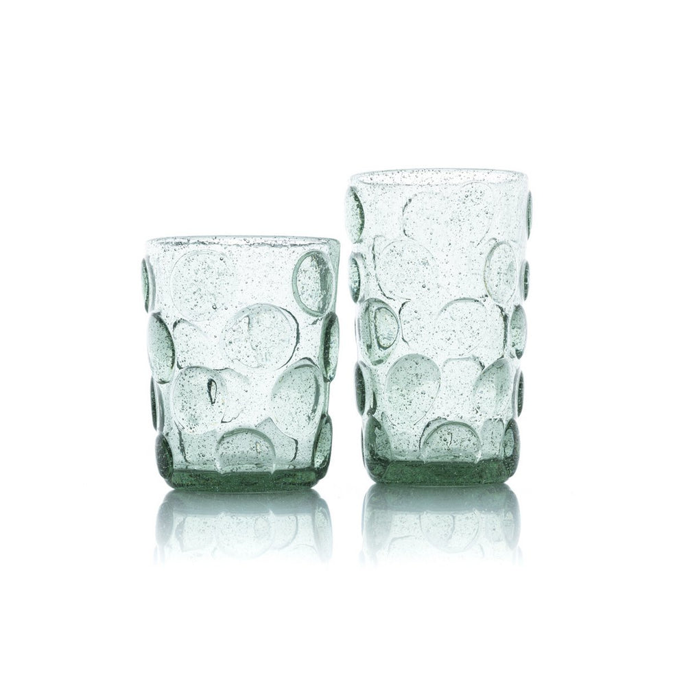 Aqua frosted glass water glass with dotted texture