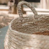 Natural woven storage basket made from banana fibre and seagrass
